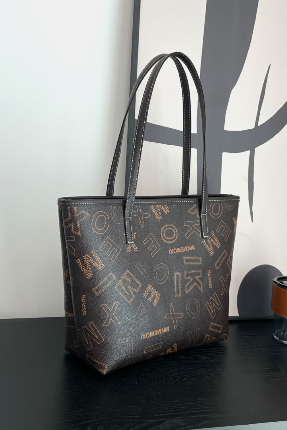 Printed PU Leather Tote Bag  Handbags- Doll Fits