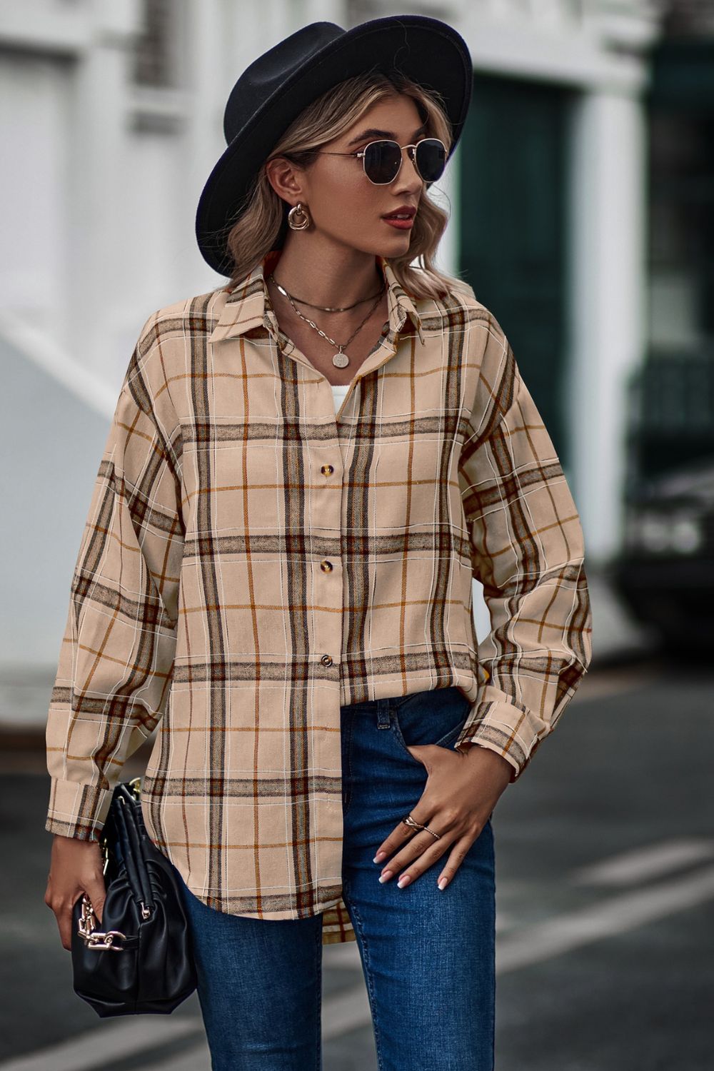 Plaid Long Sleeve Shirt  - Doll Fits