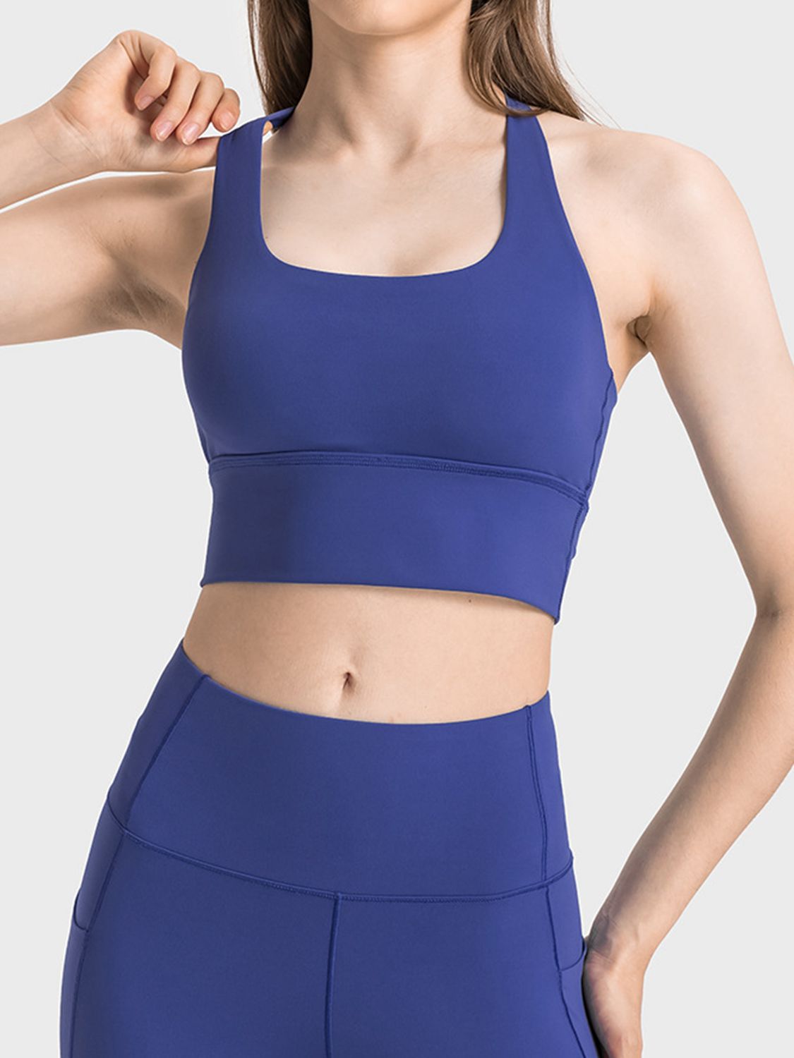 Scoop Neck Crisscross Straps Sports Bra  - Doll Fits