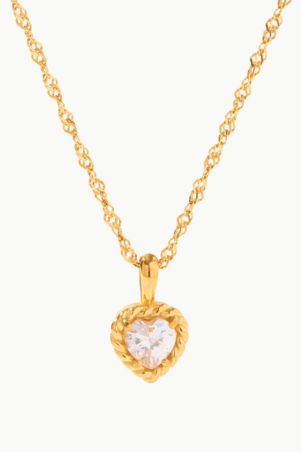 Inlaid Zircon Heart Pendant Necklace  Necklaces- Doll Fits