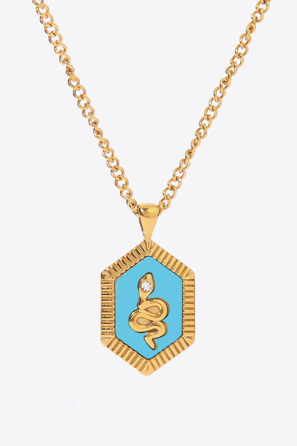 18K Gold Plated Snake Geometric Pendant Necklace  Necklaces- Doll Fits
