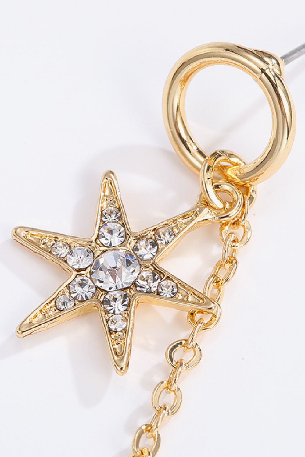 Inlaid Rhinestone Star and Moon Drop Earrings  Earrings- Doll Fits