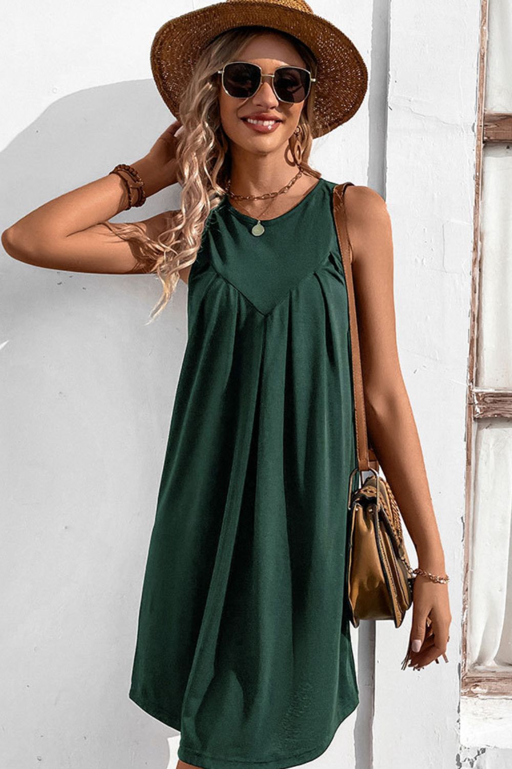 Round Neck Sleeveless Mini Dress  Dresses- Doll Fits