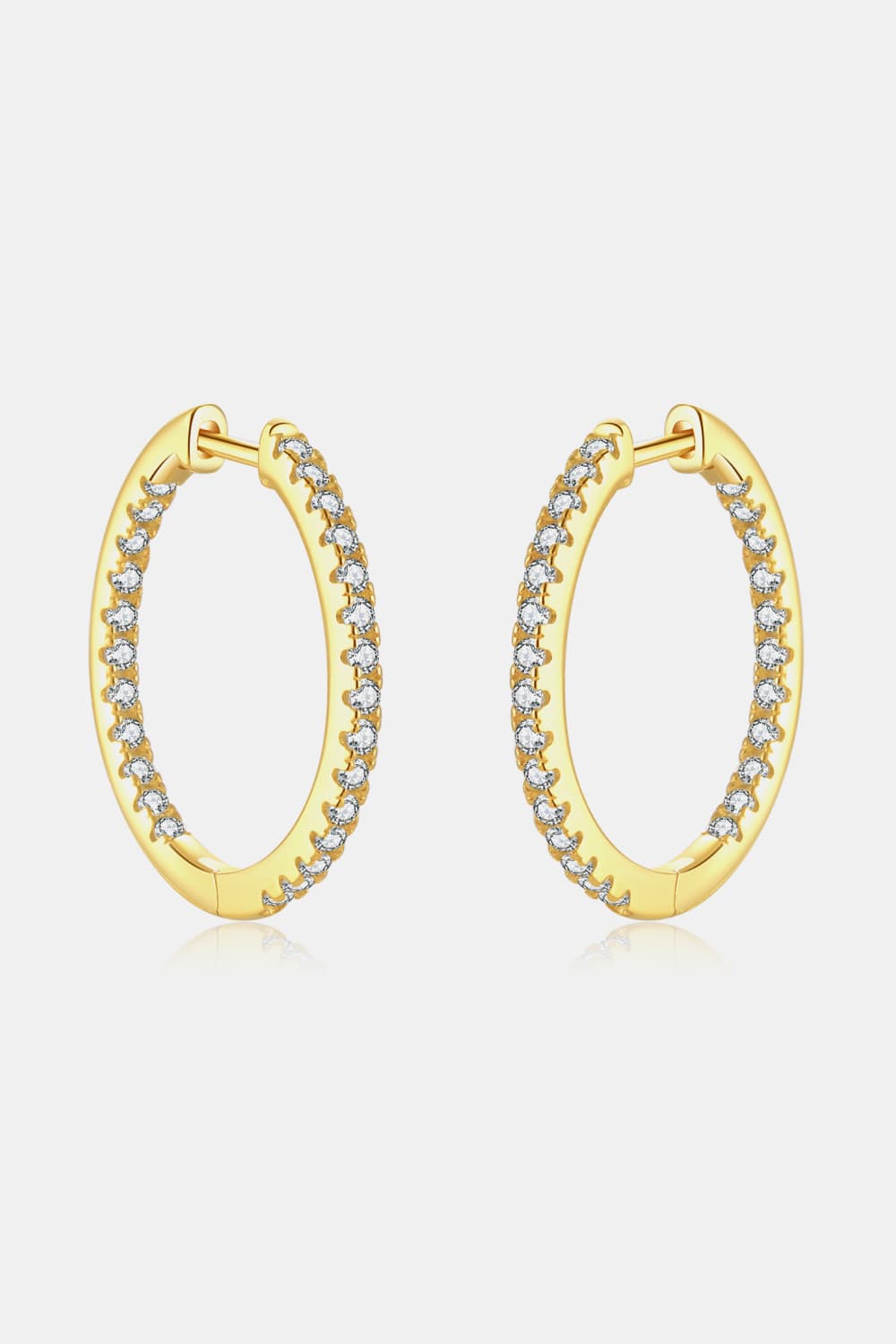 Inlaid Zircon 925 Sterling Silver Huggie Earrings  Earrings- Doll Fits