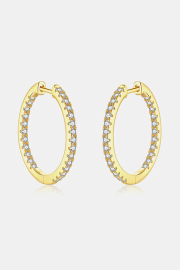 Inlaid Zircon 925 Sterling Silver Huggie Earrings  Earrings- Doll Fits