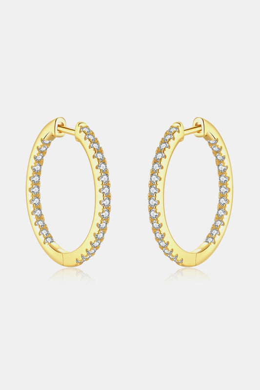 Inlaid Zircon 925 Sterling Silver Huggie Earrings  Earrings- Doll Fits