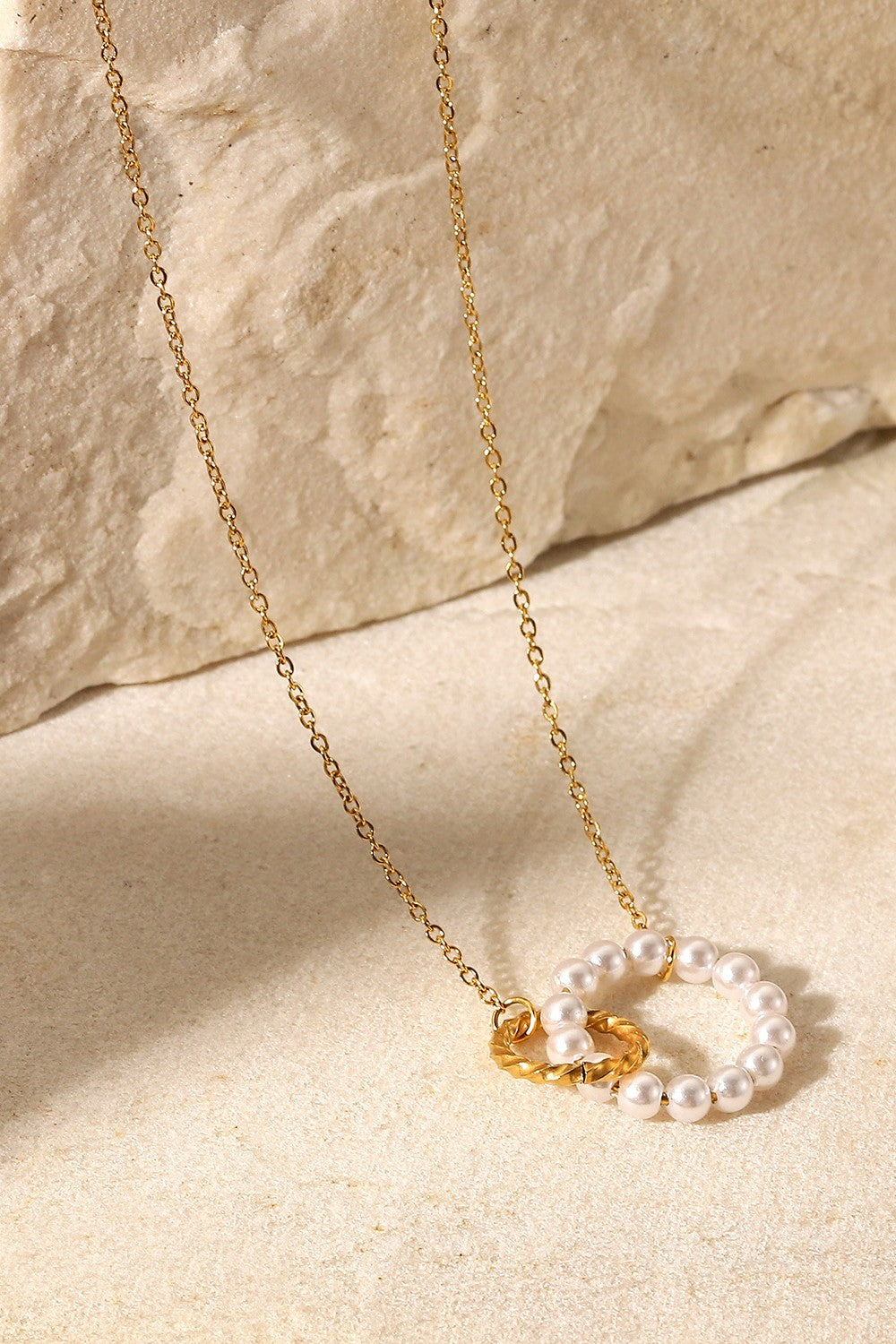 Pearl Hoop Link Pendant Necklace  Necklaces- Doll Fits