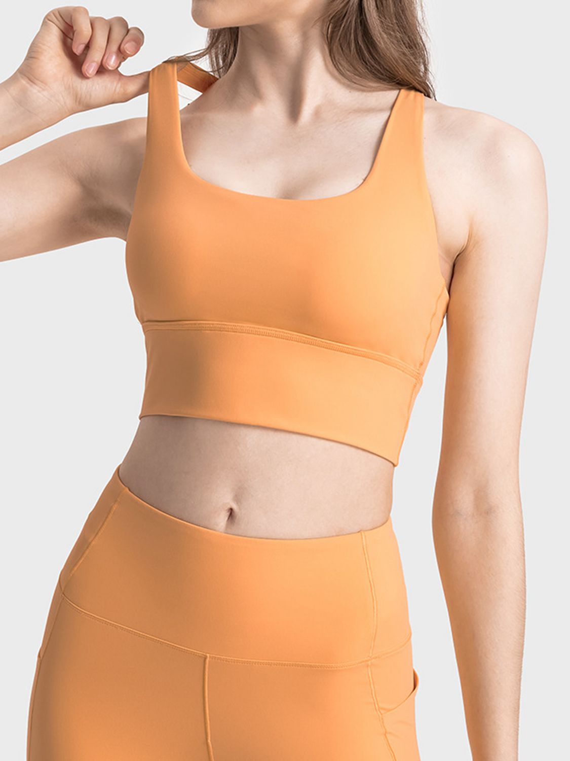 Scoop Neck Crisscross Straps Sports Bra  - Doll Fits