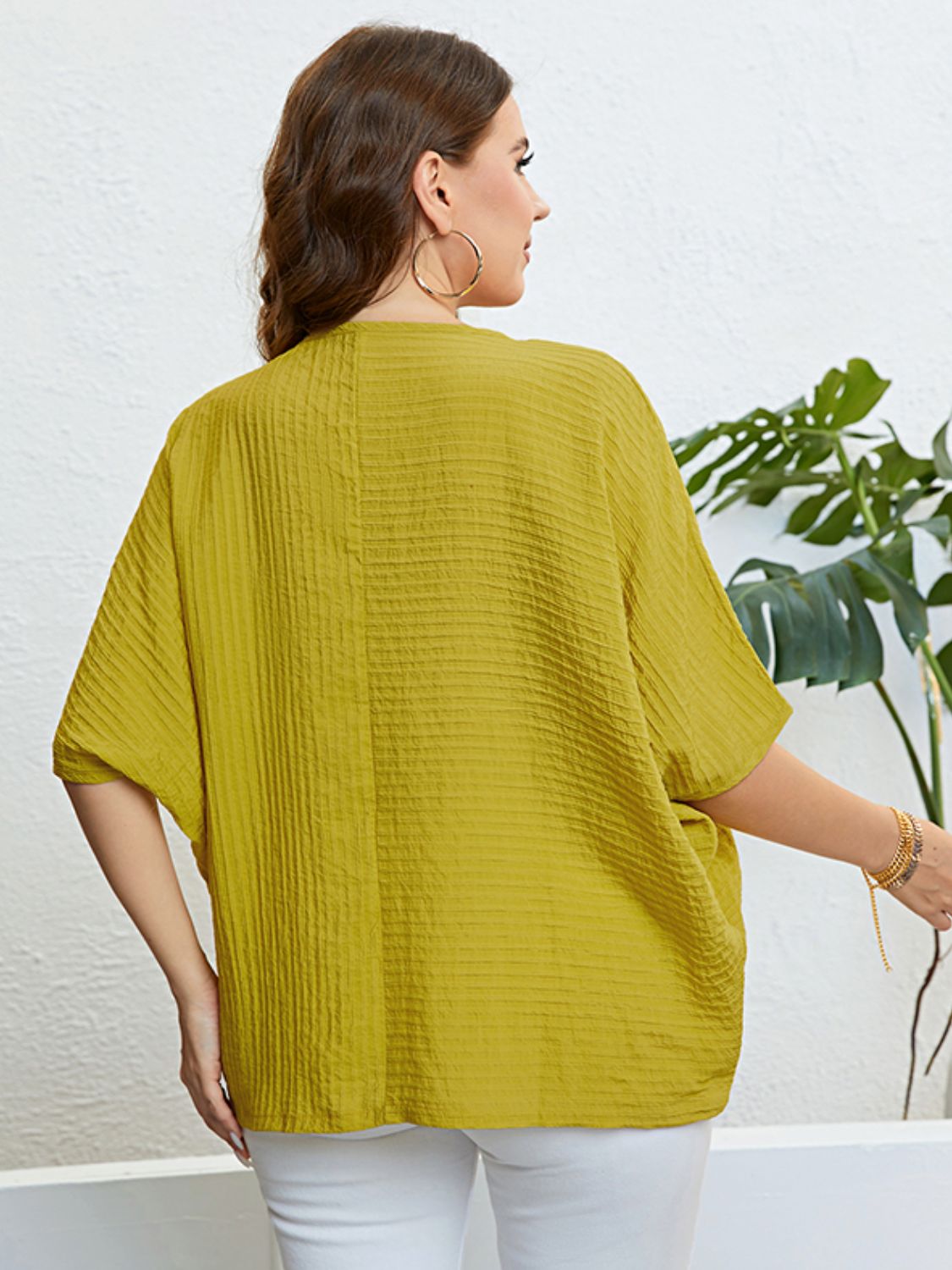 Plus Size Seam Detail Half Sleeve Top  Shirts & Tops- Doll Fits