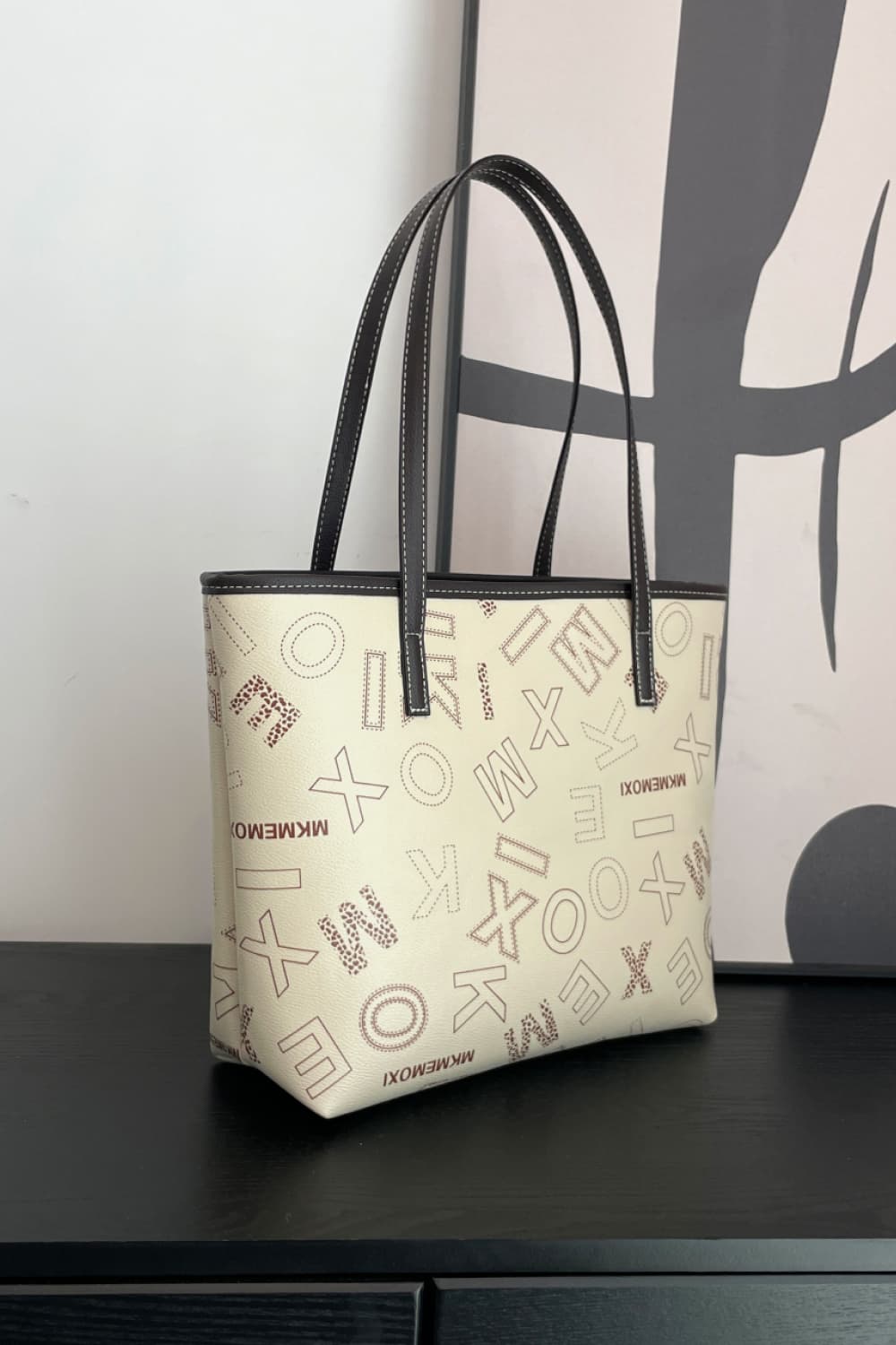 Printed PU Leather Tote Bag  Handbags- Doll Fits