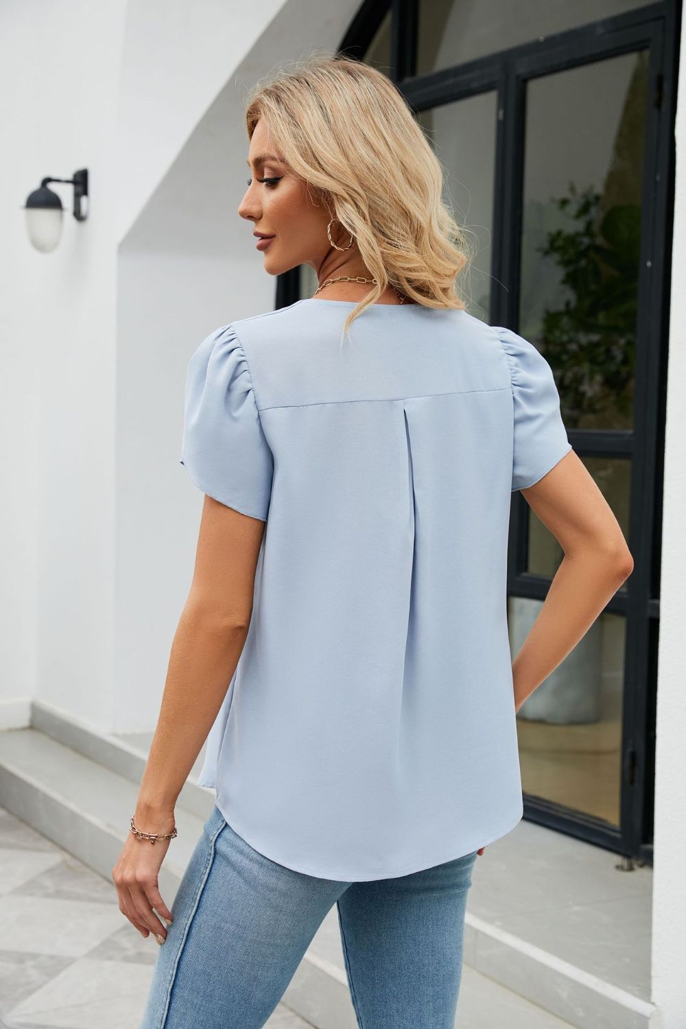 Petal Sleeve V-Neck Top  Shirts & Tops- Doll Fits