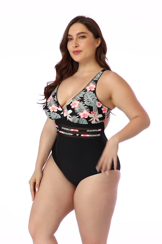 Floral Cutout Tie-Back One-Piece Swimsuit  Swimwear- Doll Fits