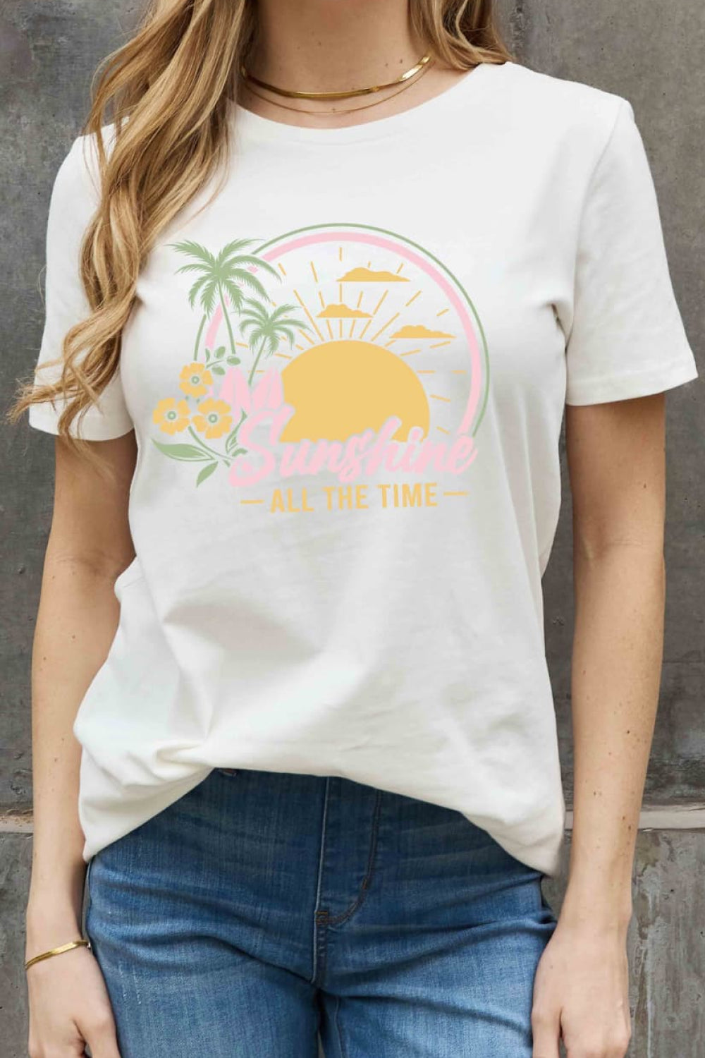 Simply Love Full Size SUNSHINE ALL THE TIME Graphic Cotton Tee  Shirts & Tops- Doll Fits
