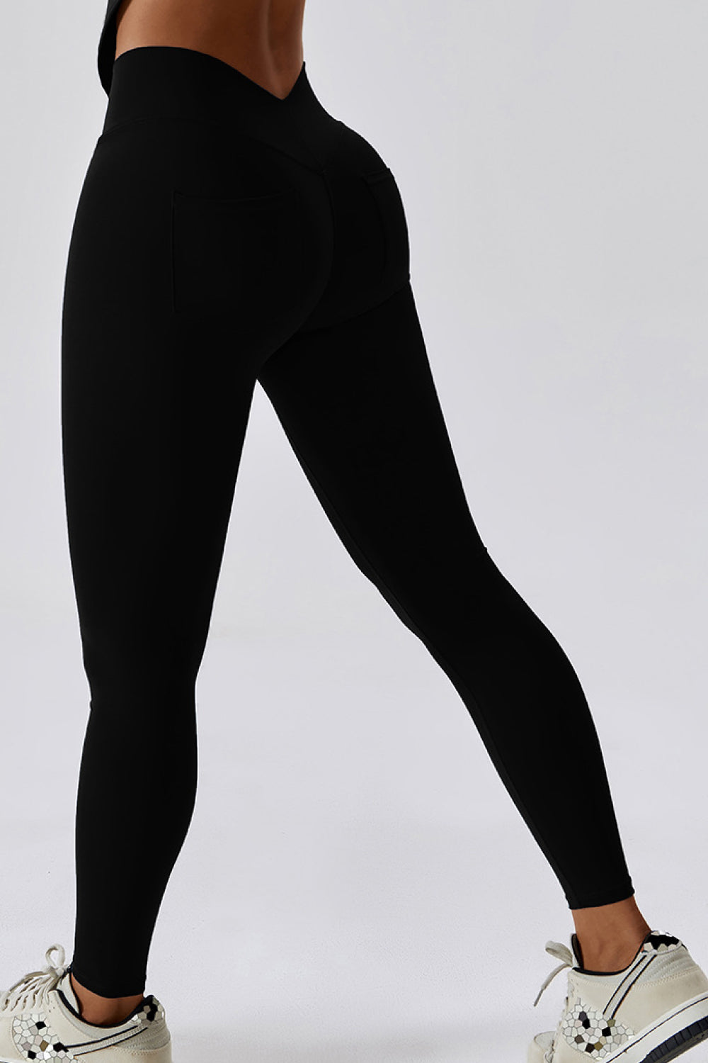 Wide Waistband Slim Fit Back Pocket Sports Leggings  - Doll Fits
