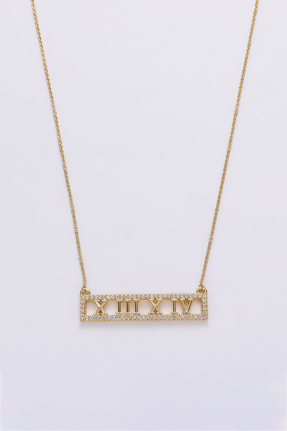 Inlaid Cubic Zirconia Bar Pendant Necklace  Necklaces- Doll Fits