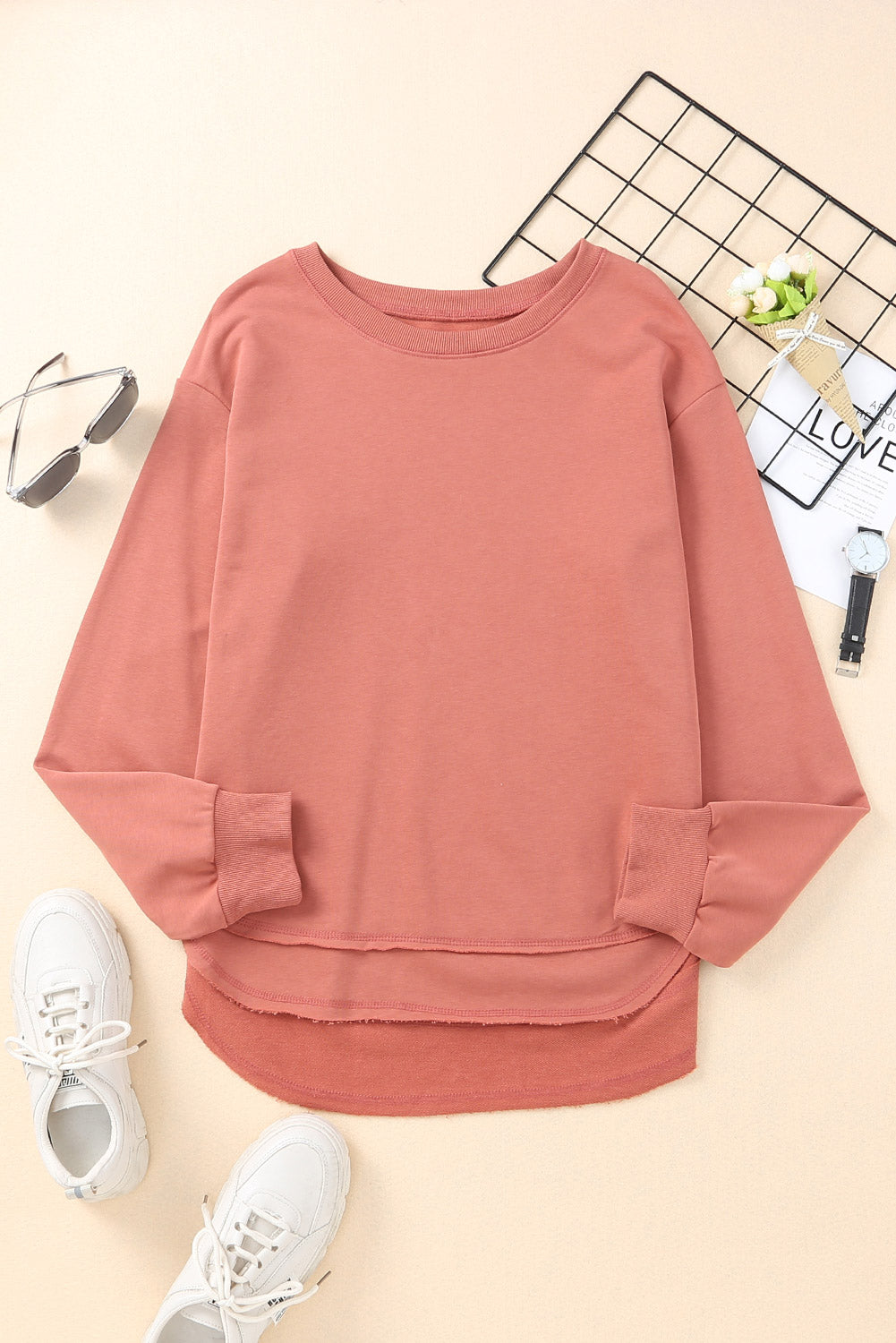 Side Slit Drop Shoulder Sweatshirt  Shirts & Tops- Doll Fits