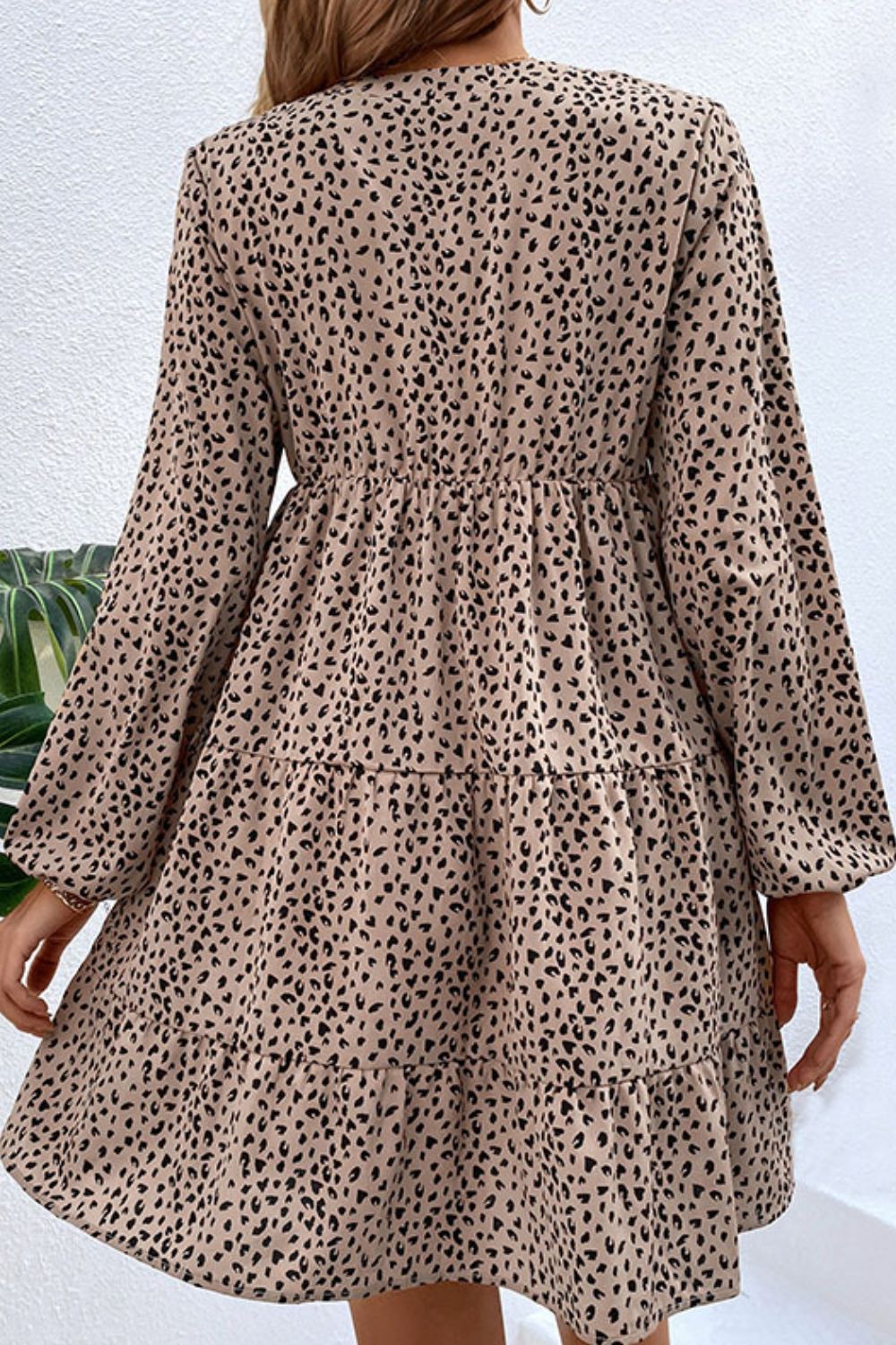 Printed Empire Waist Notched Neck Tiered Dress  Dresses- Doll Fits