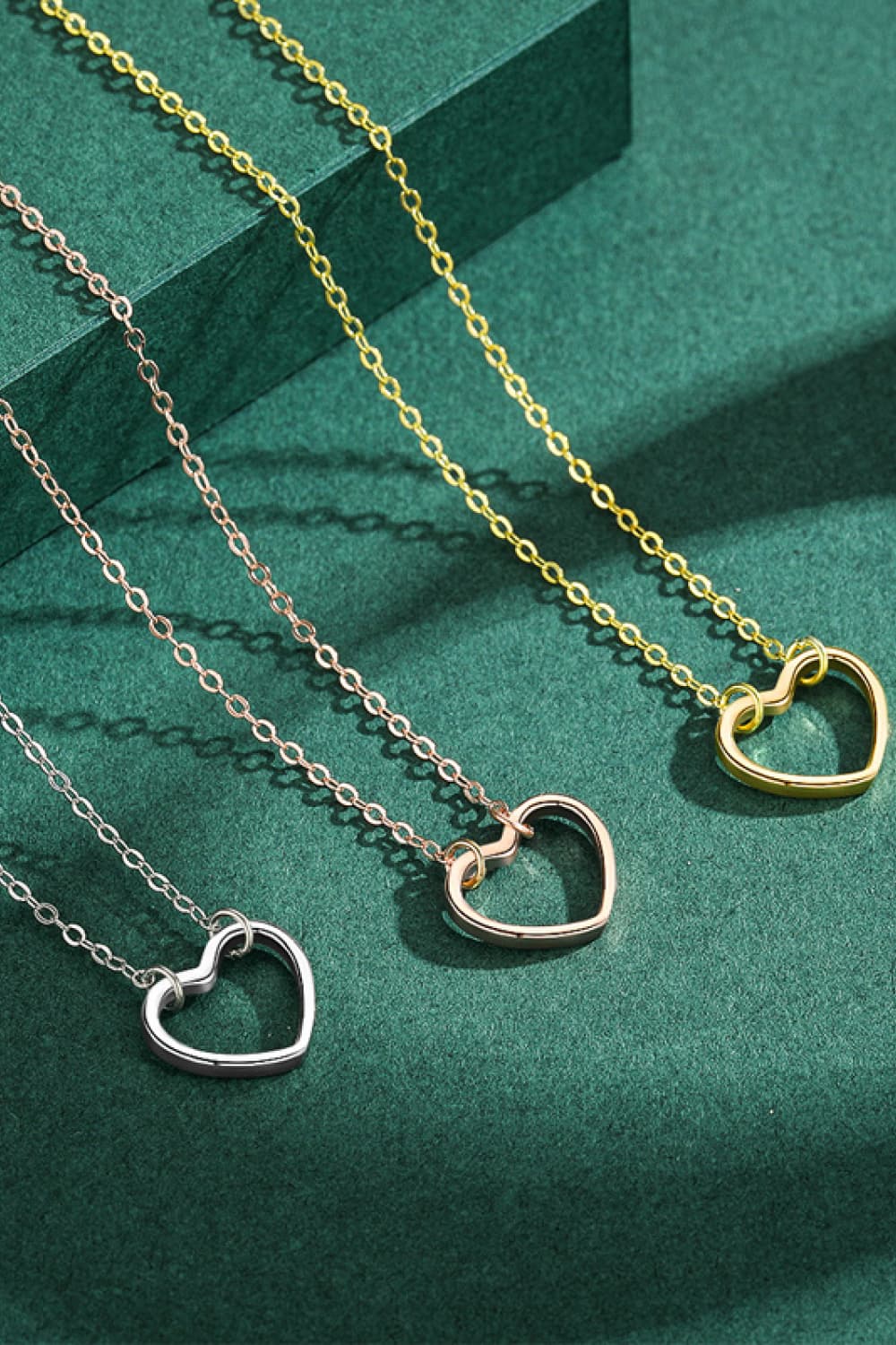925 Sterling Silver Heart Shape Pendant Necklace  Necklaces- Doll Fits