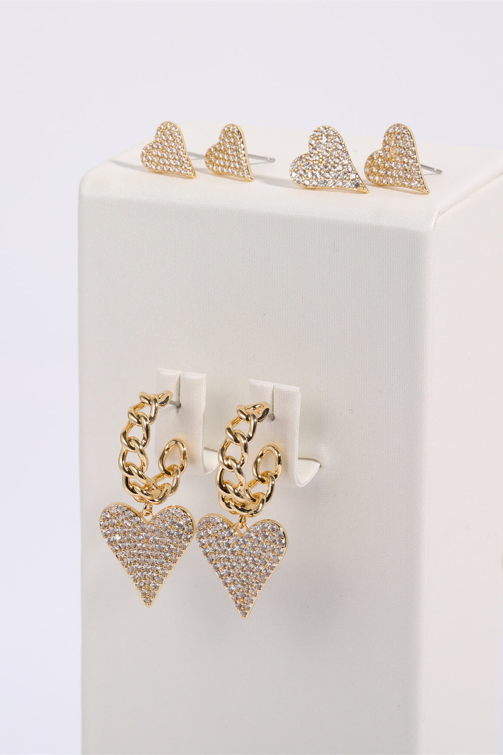 Zircon Decor Heart C-Hoop Drop Earrings  Earrings- Doll Fits