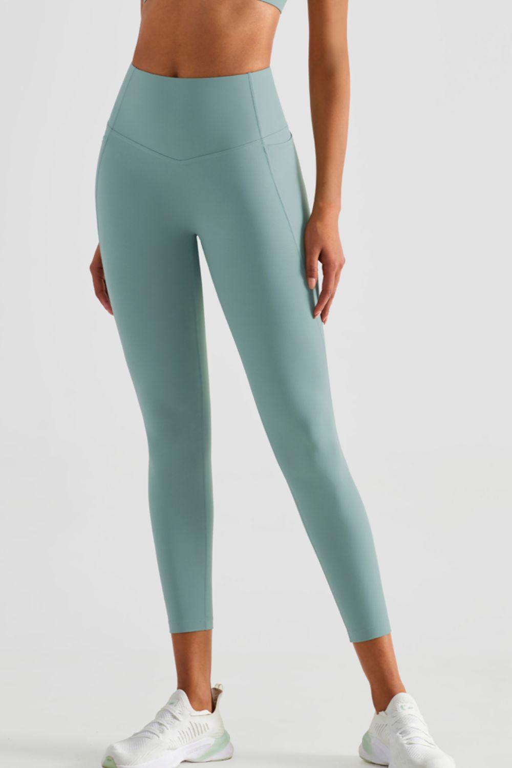 Wide Waistband Sports Leggings with Pockets  - Doll Fits
