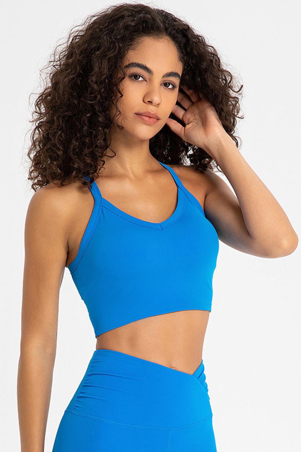 Crisscross Back V-Neck Sports Bra  Activewear- Doll Fits