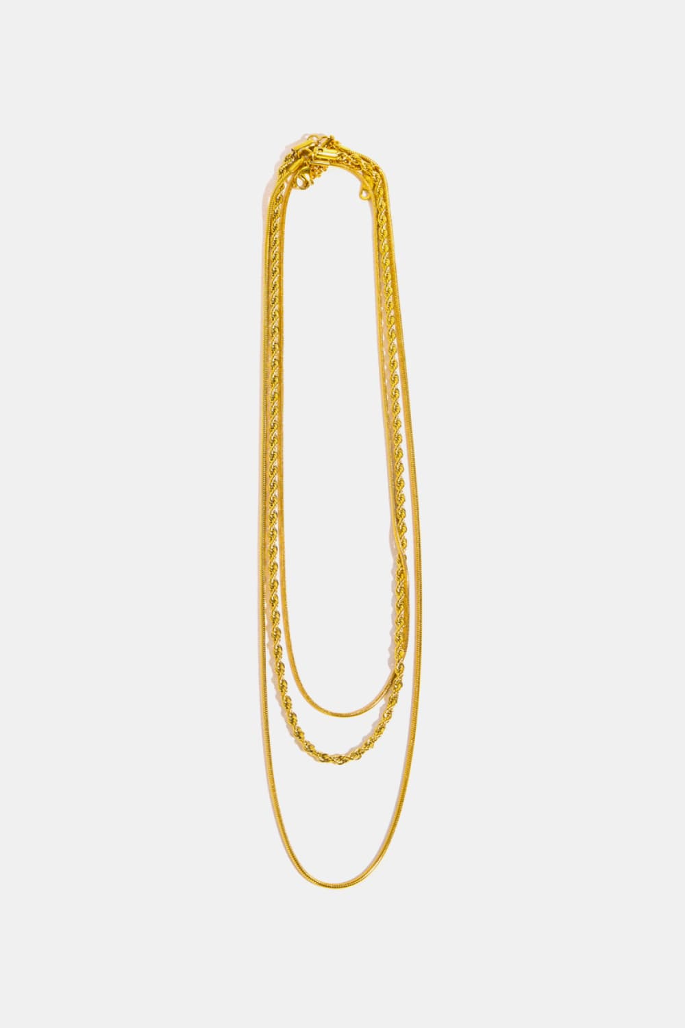 Stainless Steel 18K Gold Pleated Triple Layer Necklace  Necklaces- Doll Fits