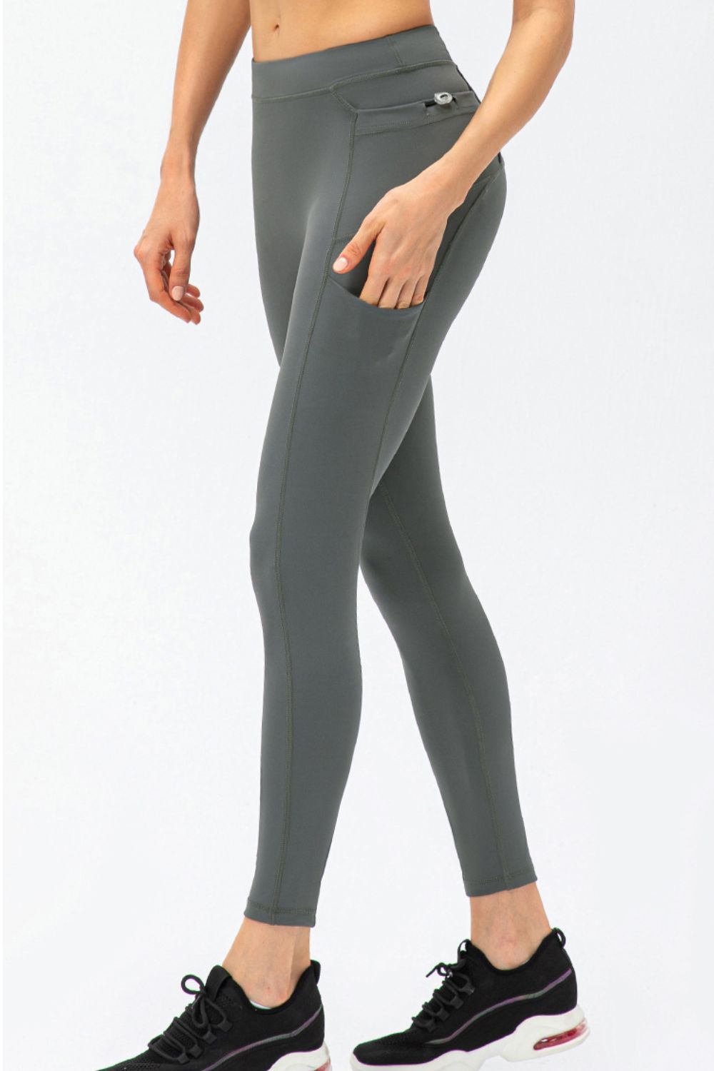 Full Size Slim Fit High Waist Long Sports Pants with Pockets  - Doll Fits