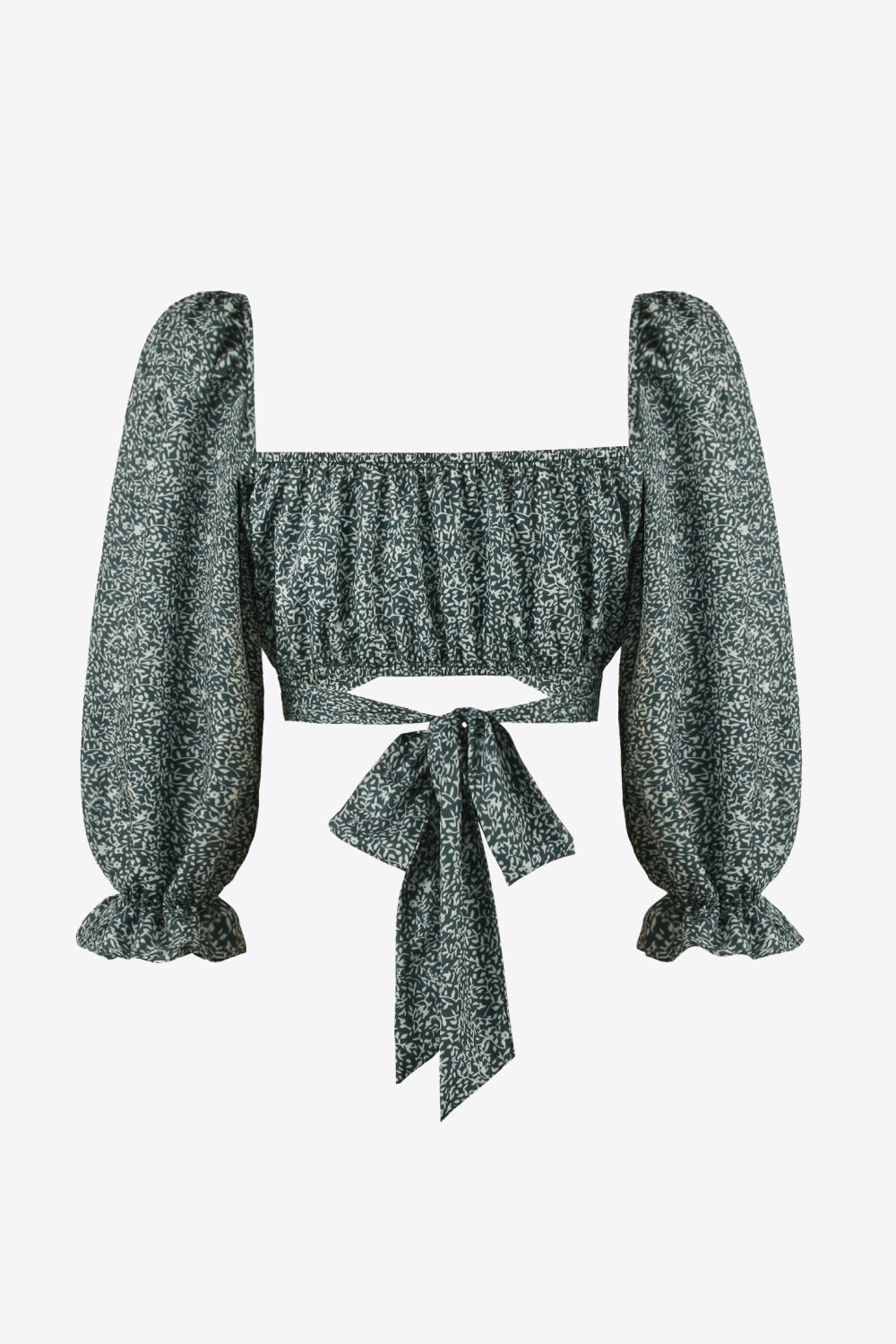 Printed Long Flounce Sleeve Cropped Blouse  Shirts & Tops- Doll Fits