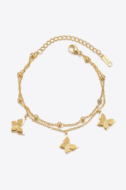 Butterfly Double-Layered Stainless Steel Bracelet  Bracelets- Doll Fits