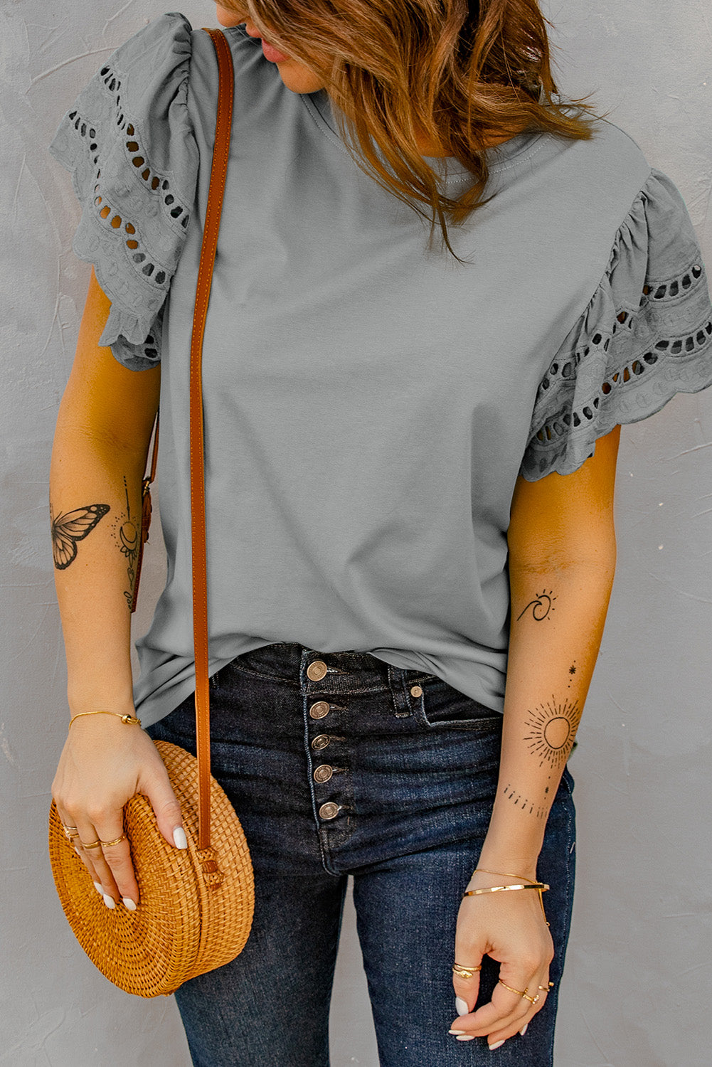 Round Neck Flutter Sleeve Top  Shirts & Tops- Doll Fits