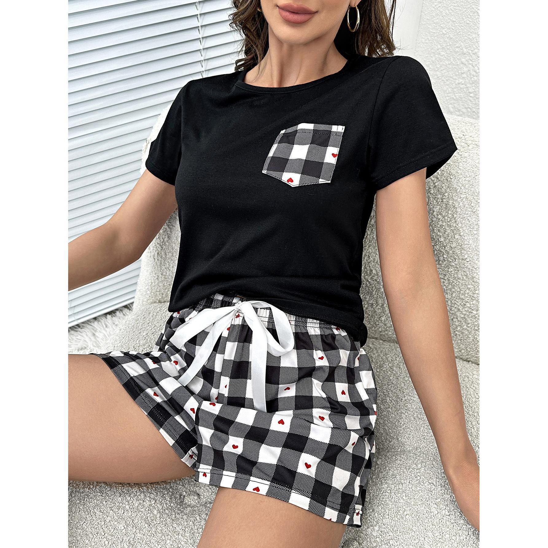 Plaid Heart Top and Shorts Lounge Set  Shirts & Tops- Doll Fits