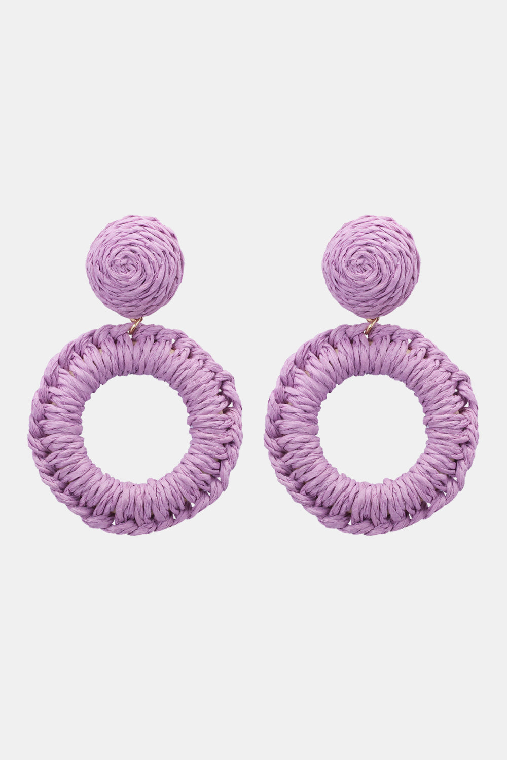 Round Shape Raffia Grass Dangle Earrings  Earrings- Doll Fits