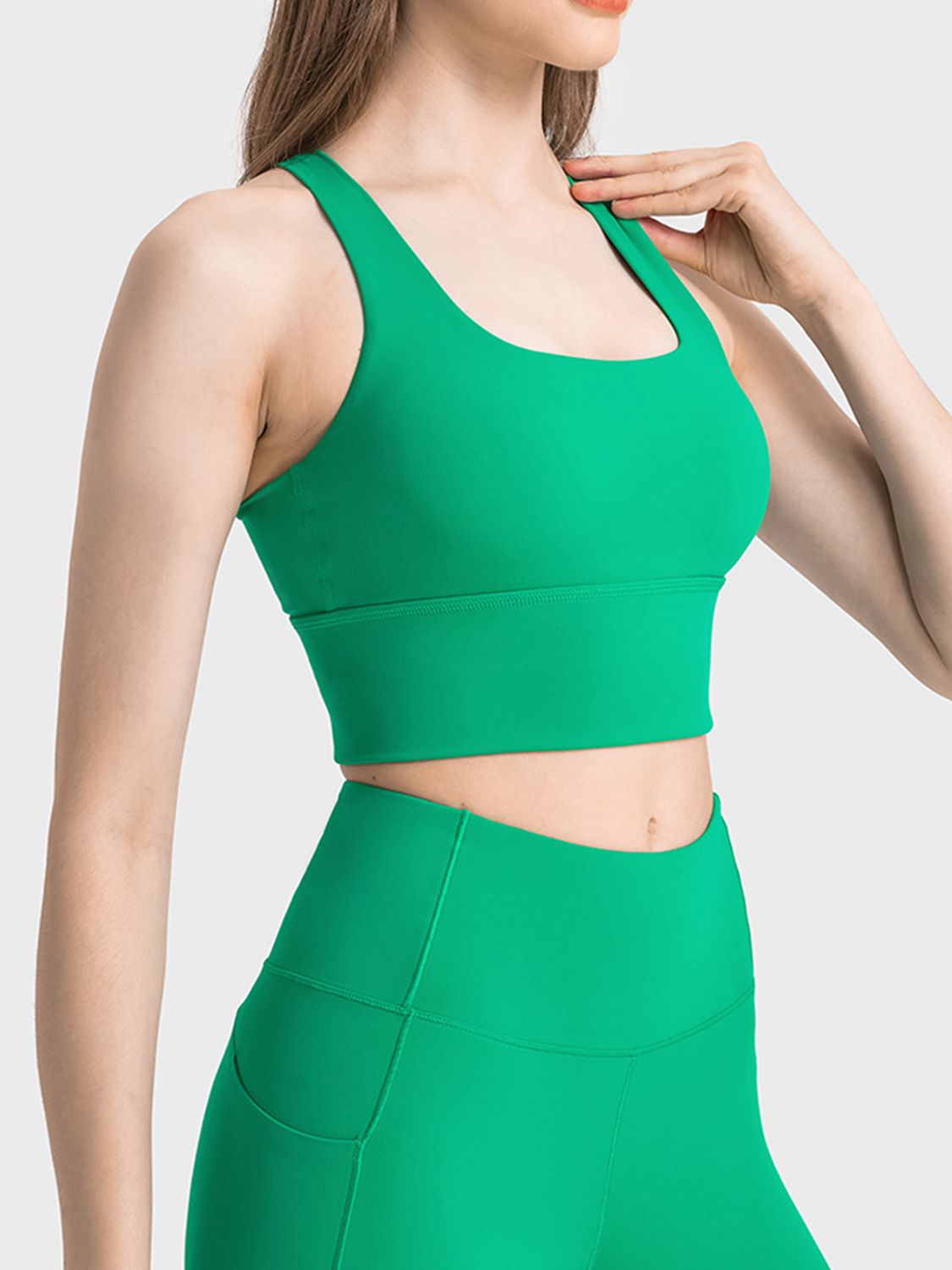 Scoop Neck Crisscross Straps Sports Bra  - Doll Fits