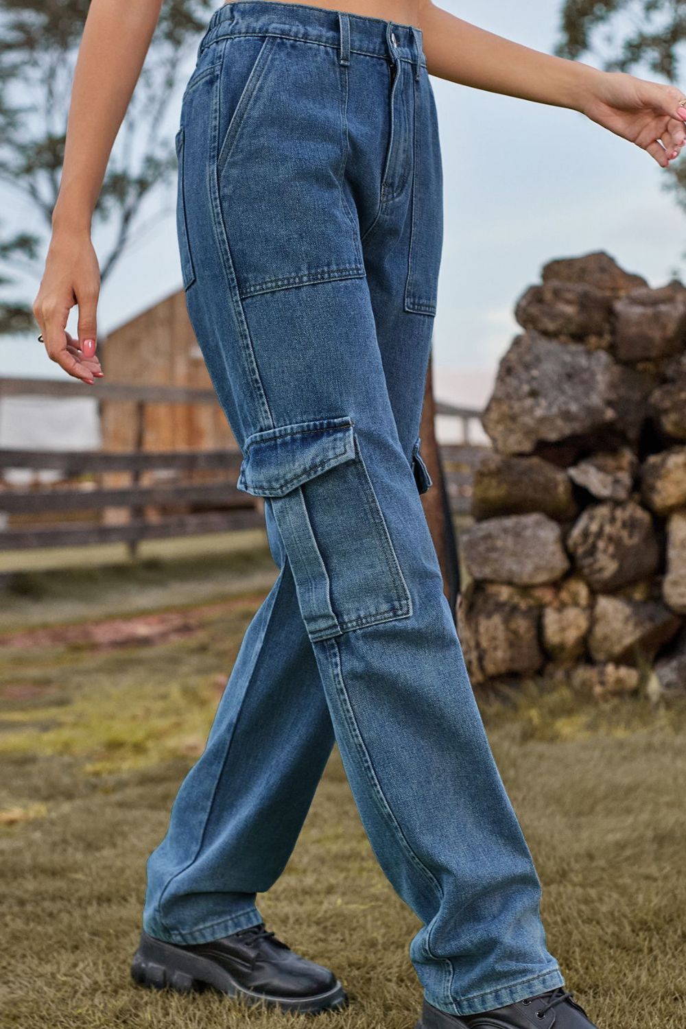 Loose Fit Long Jeans with Pockets  - Doll Fits