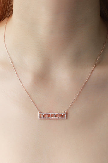 Inlaid Cubic Zirconia Bar Pendant Necklace  Necklaces- Doll Fits