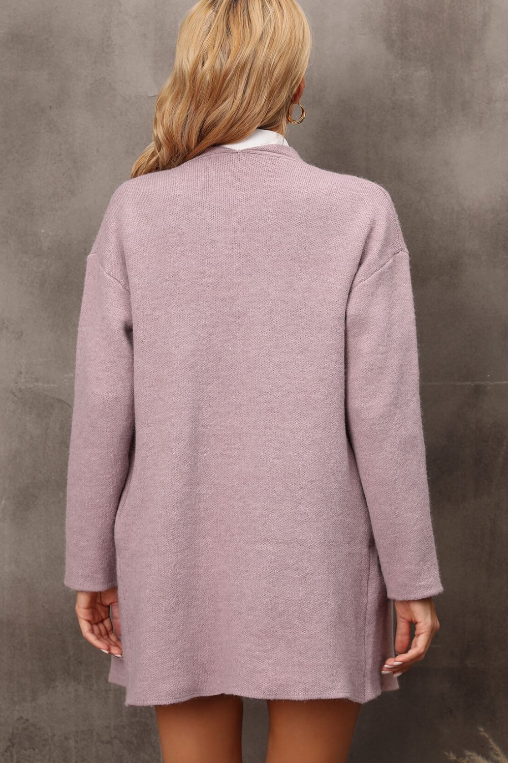 Waterfall Collar Longline Cardigan with Side Pockets  Coats & Jackets- Doll Fits