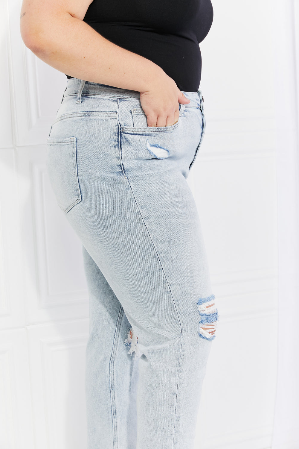 Vervet by Flying Monkey Stand Out Full Size Distressed Cropped Jeans  Pants- Doll Fits