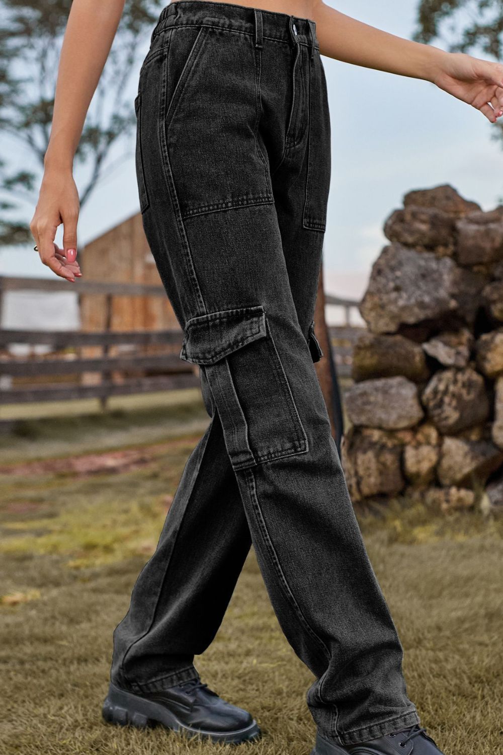 Loose Fit Long Jeans with Pockets  - Doll Fits