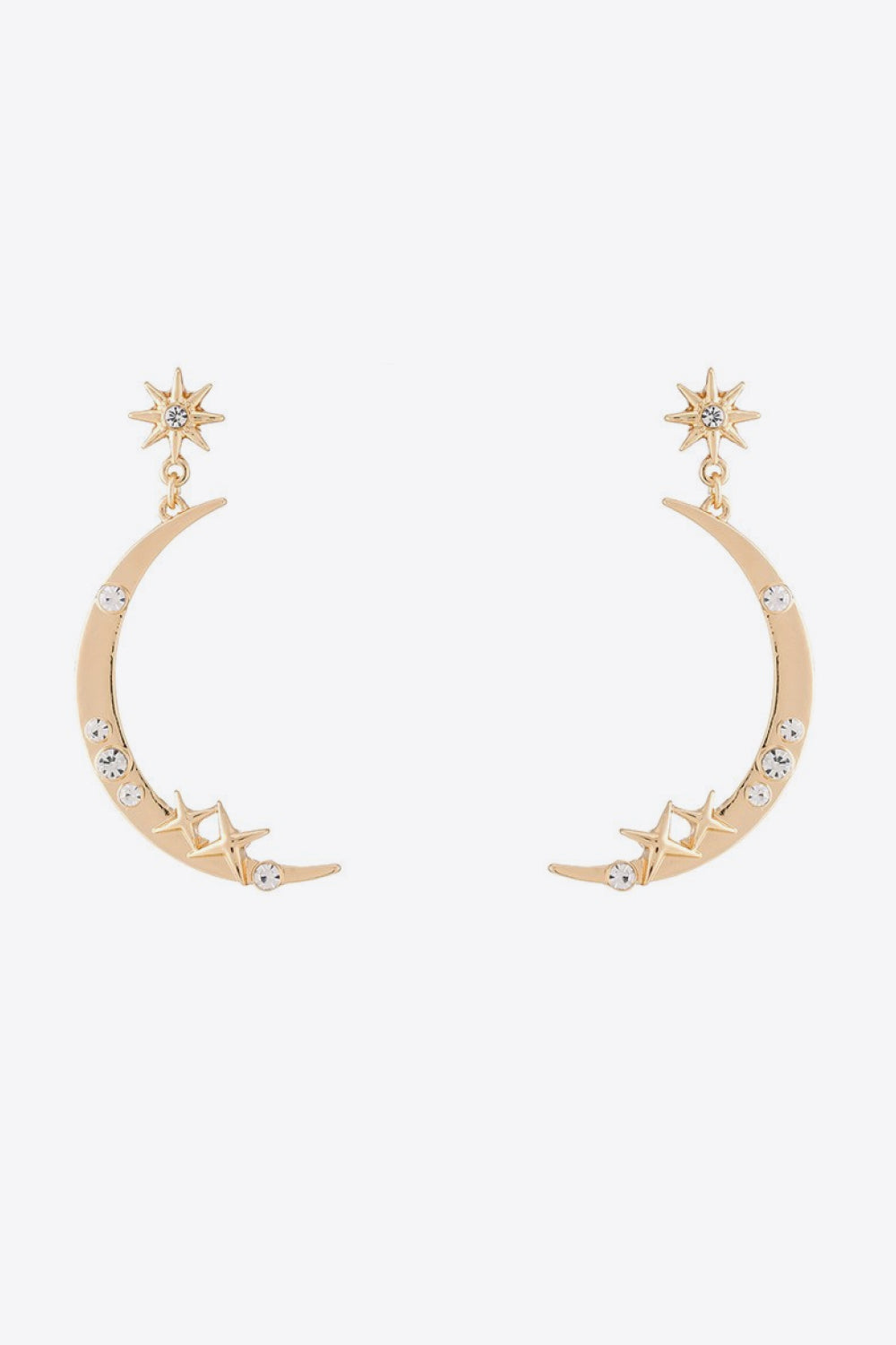 Zircon Star and Moon Alloy Earrings  Earrings- Doll Fits