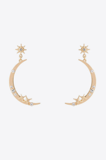 Zircon Star and Moon Alloy Earrings  Earrings- Doll Fits
