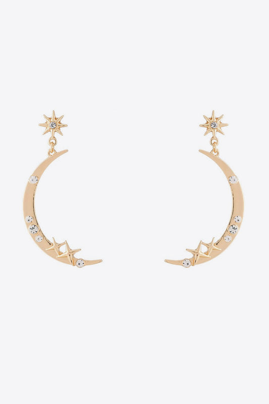 Zircon Star and Moon Alloy Earrings  Earrings- Doll Fits
