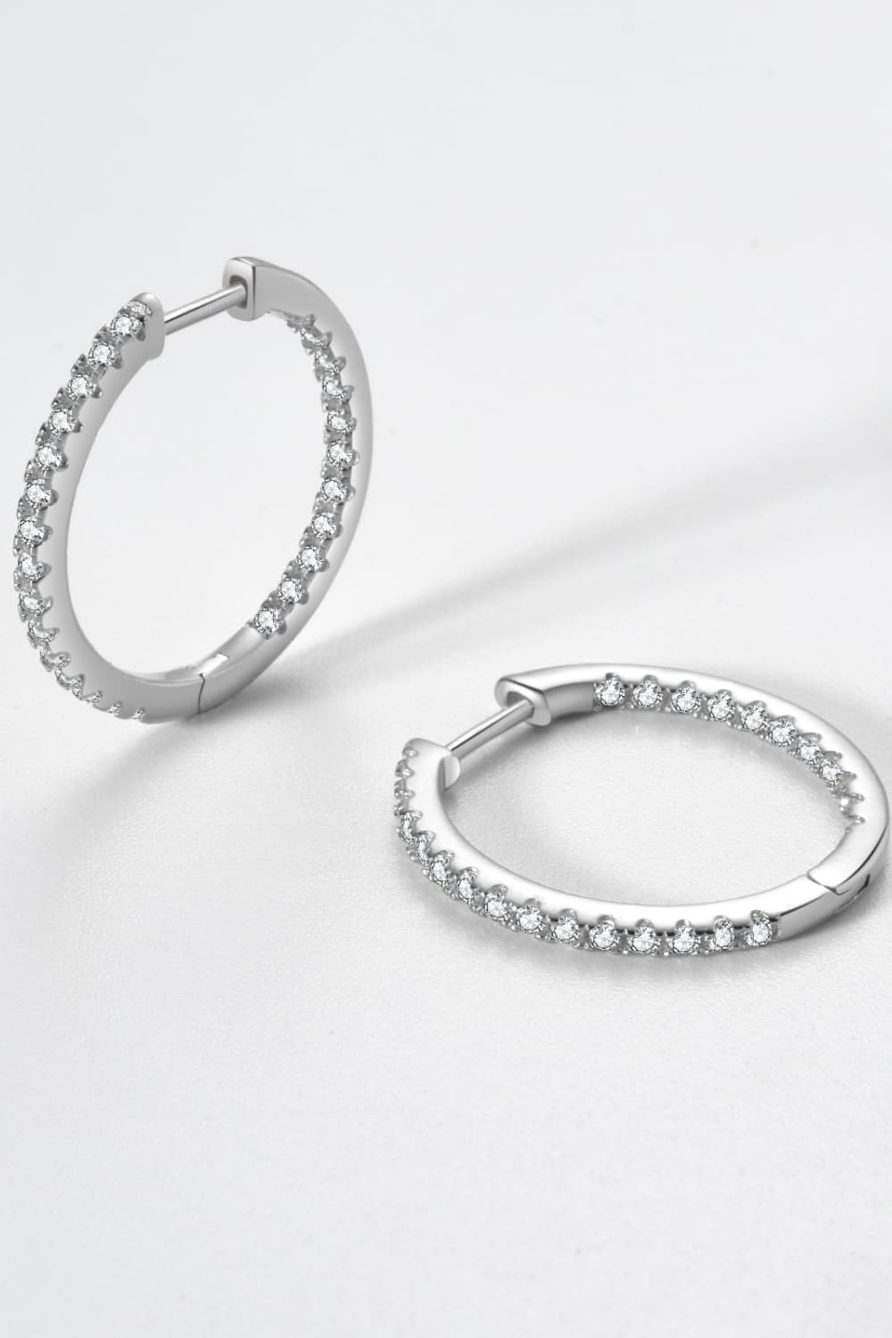 Inlaid Zircon 925 Sterling Silver Huggie Earrings  Earrings- Doll Fits