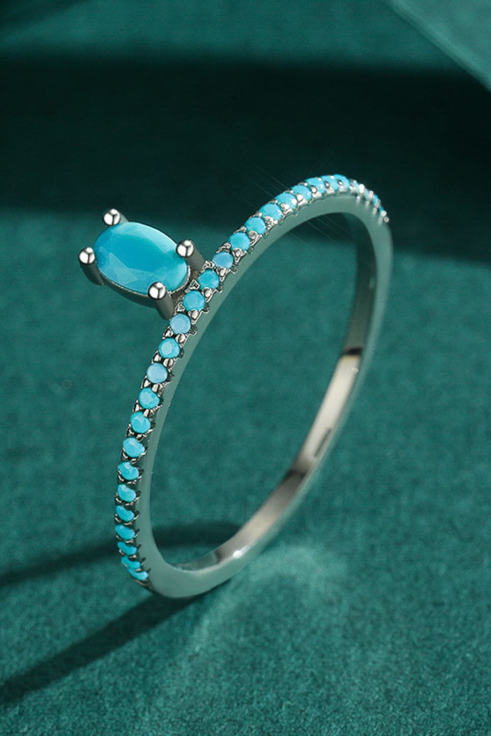 925 Sterling Silver Artificial Turquoise Ring  - Doll Fits