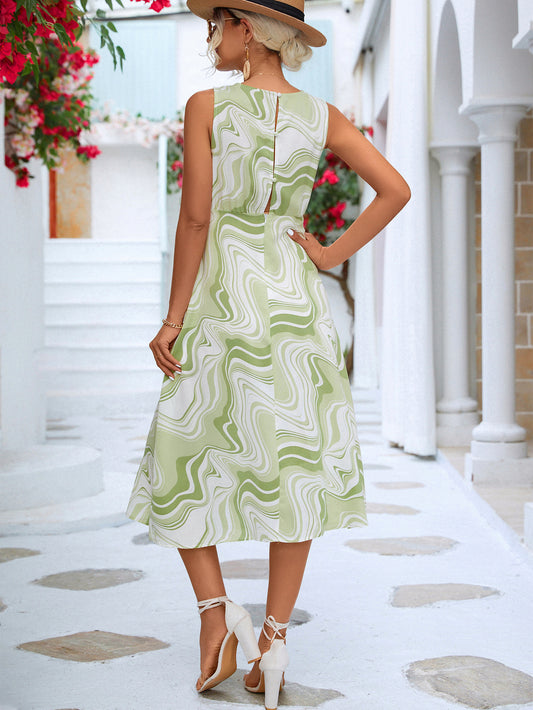 Printed Cowl Neck Sleeveless Dress  Dresses- Doll Fits
