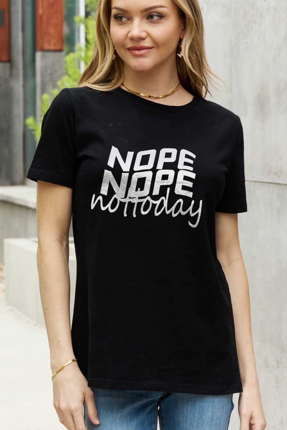 Simply Love Full Size NOPE NOPE NOT TODAY Graphic Cotton Tee  - Doll Fits