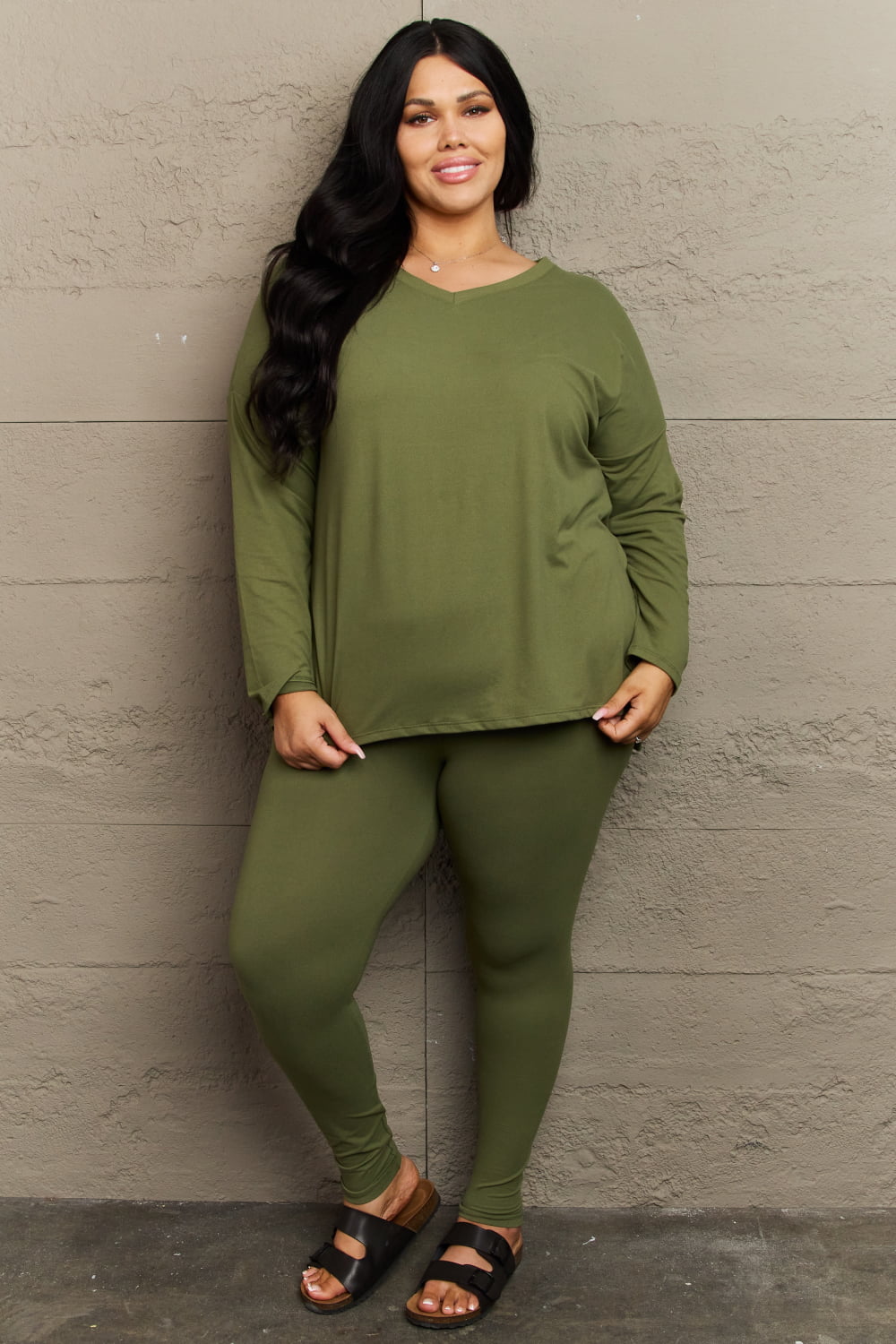 Zenana Lazy Days Full Size Long Sleeve and Leggings Set  - Doll Fits