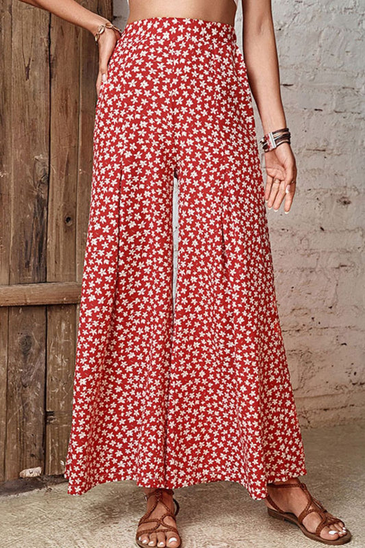 Floral High-Rise Wide Leg Flare Pants  Pants- Doll Fits