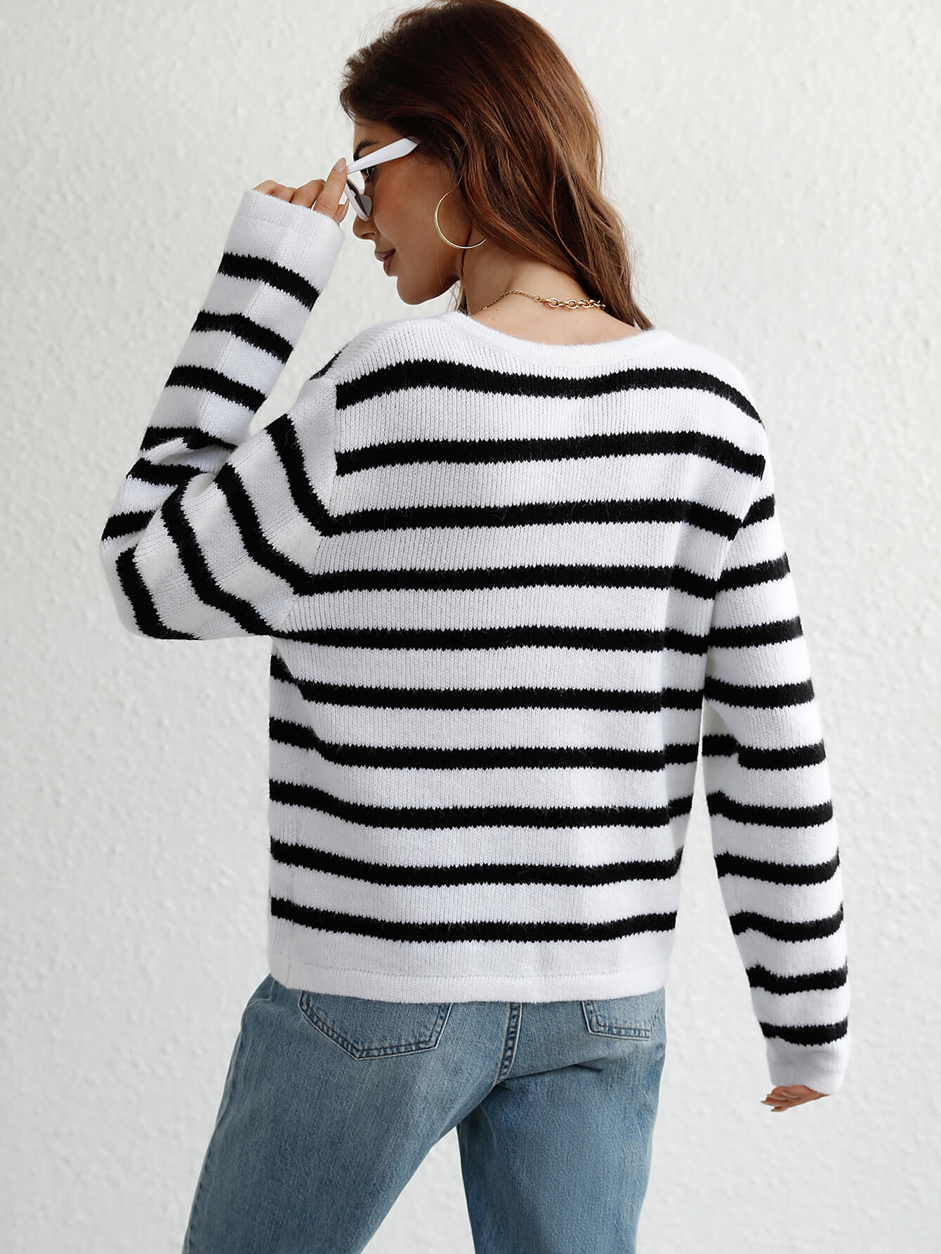 Striped Button Front Cardigan  Coats & Jackets- Doll Fits
