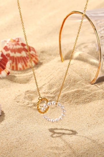 Pearl Hoop Link Pendant Necklace  Necklaces- Doll Fits
