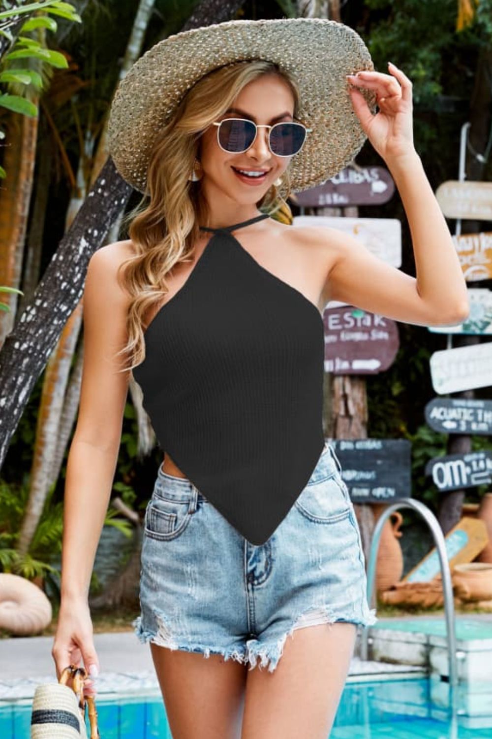Tied Backless Point Hem Knit Top  Shirts & Tops- Doll Fits